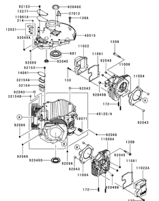 Kawasaki Fxt00v-Bs04 Cylinder And Crankcase Diagram and Parts List for S7237-KW 53CI8DU8050-37HP Cub Cadet Lawn Tractor